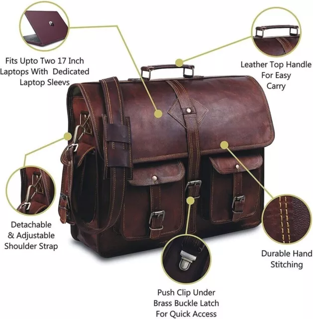 Men's Vintage New Brown Genuine Leather Messenger Laptop Satchel S Shoulder Bag