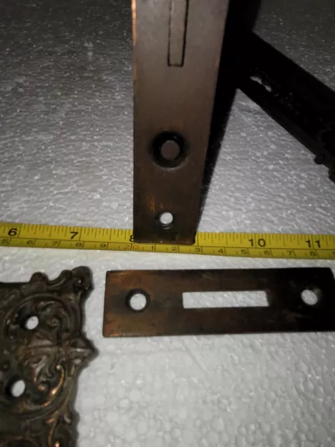 Set Rare Art Nouveau Cast Brass Bronze Russell Erwin Pocket Door Pull Plate Lock 11