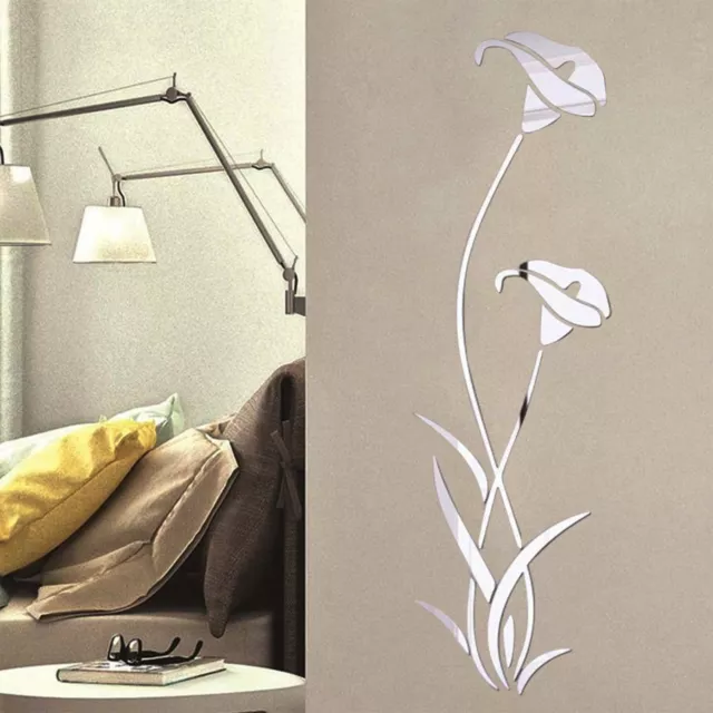 3D Miroir Fleur Art Amovible Wall-Sticker Acrylique Décalcomanie Maison Piéce