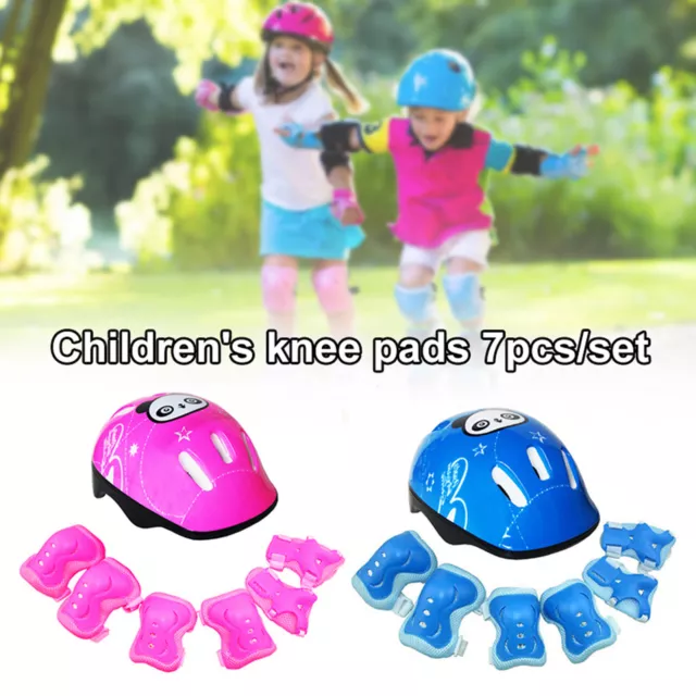 7x Kids Elbow Wrist Knee Pads Protective Gear Set For Skate Roller Cycling Bike