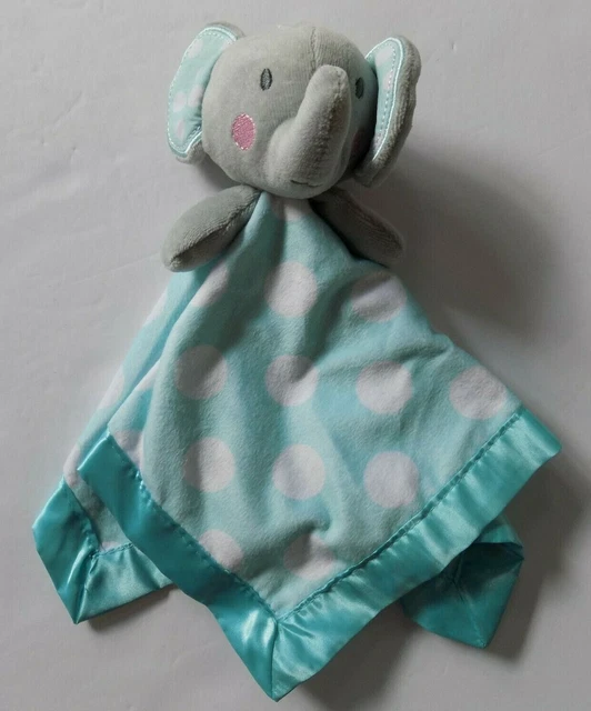 Circo Elephant Lovey Baby Security Blanket Teal White Gray Pink Cheeks Polka Dot