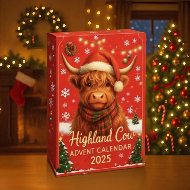 3D HIGHLAND COW Advent Calendar 2025, Highland Cow Figurine Advent ...