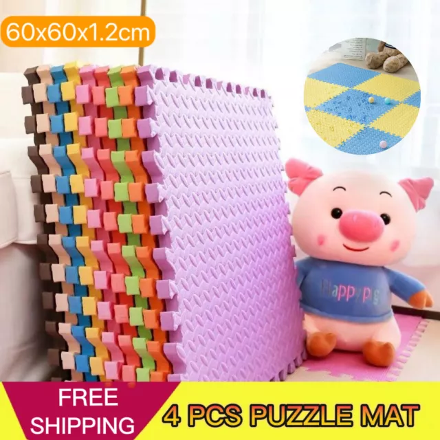 EVA Foam Mat Floor Mats Interlocking Heavy Duty Puzzle Baby Kids Playmat 4PCS