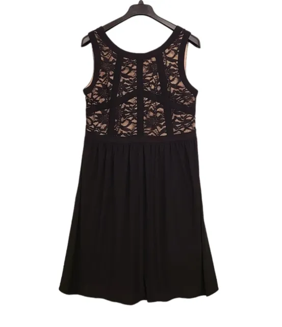 RM Richards Dress Womens 14W Black  Nude Lace Bodice Cocktail Special Occasion