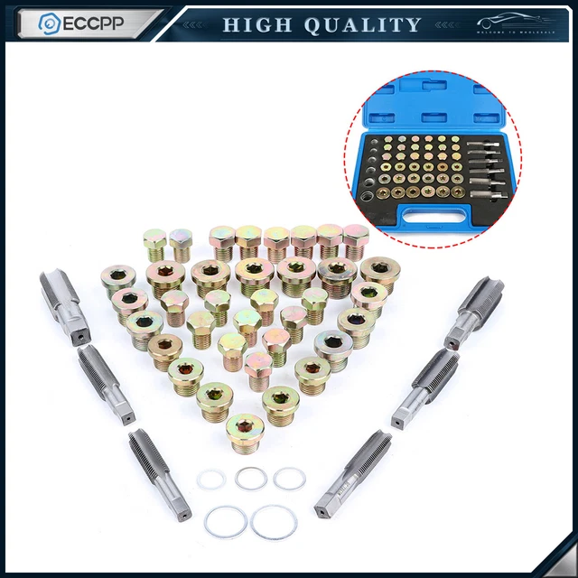 114pc Oil Pan Thread Repair Kit Sump Gearbox Drain Plug Tool Set M13 - M22