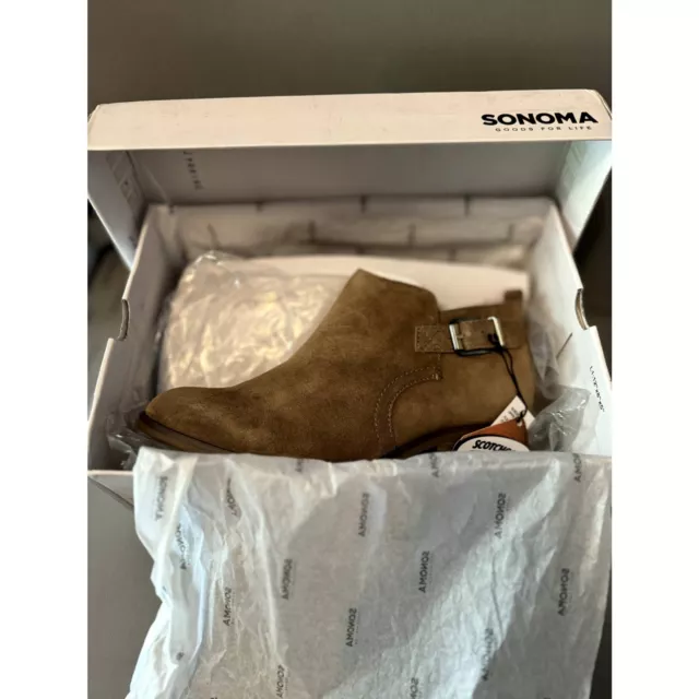 BRAND NEW IN BOX Women's Sonoma Genuine Suede Booties, Taupe, Size 8.5