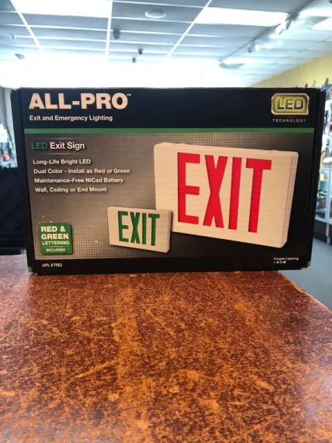 All-Pro Red/Green LED Hardwired Exit Light Exit Sign For Business new in the box