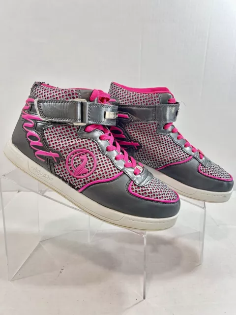 Baby Phat Womens Pink Gray High Top Sneaker Y2K SZ 9.5 Ankle Strap Hip Hop Retro