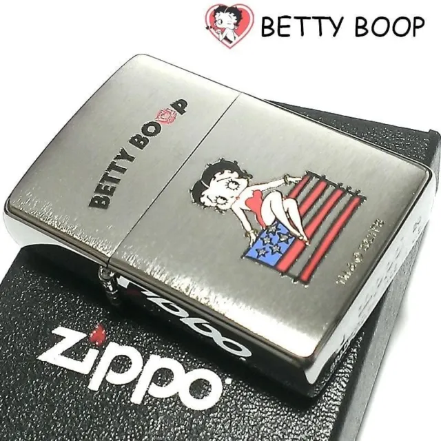 Zippo Oil Lighter Betty Boop 90th Anniversary Flag Silver Brass Japan
