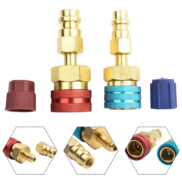 R1234YF To R134A A/C Adapter Coupler Set – High/Low Side Quick Connect For Manifold Gauges