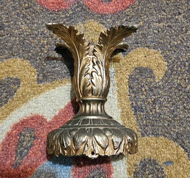 Vintage Ornate Brass Fitter Crown Finial Antique Cast Metal Lamp Light