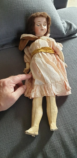 Poupée Ancienne 1900 – Tête Porcelaine Allemande – 43 Cm – Vêtements D'époque