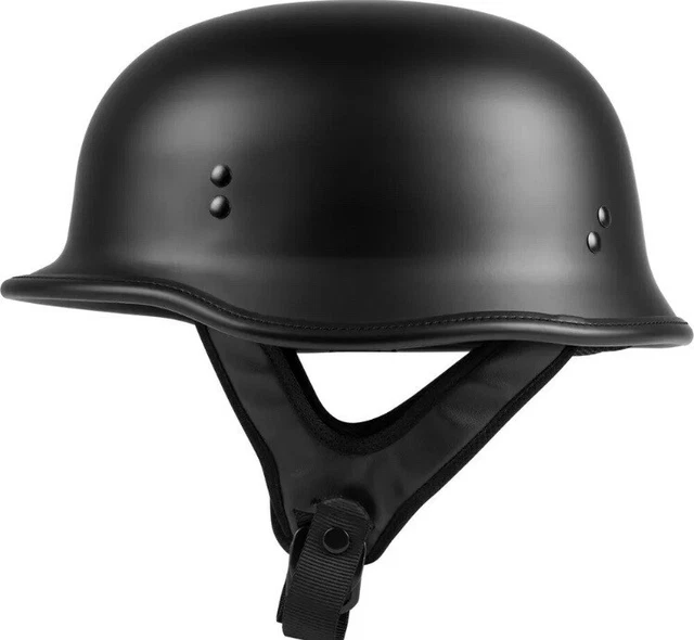 Highway 21 9MM German Style Beanie Motorcycle Half Helmet DOT Street Road Legal