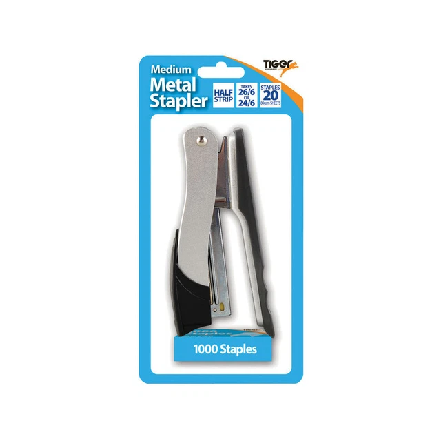 Tiger Medium Metal 26/6 Stapler FOC 1000 Staples Pack of 6 301510