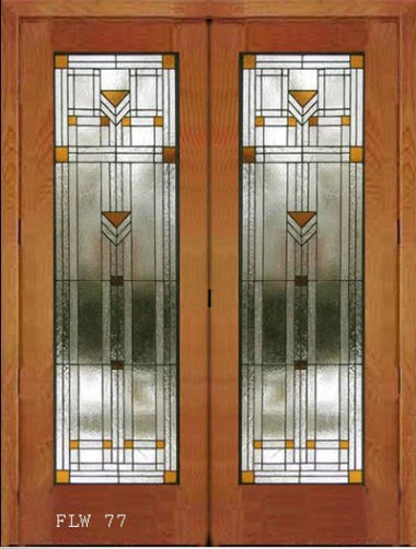 2 - 36" x 80" stained glass french doors in Fur