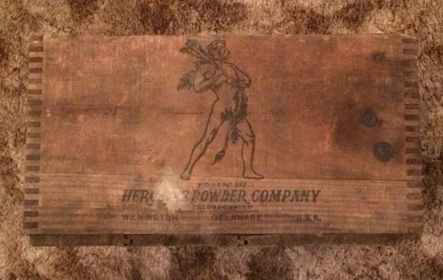 antique wooden dovetail box Hercules electric blasting caps