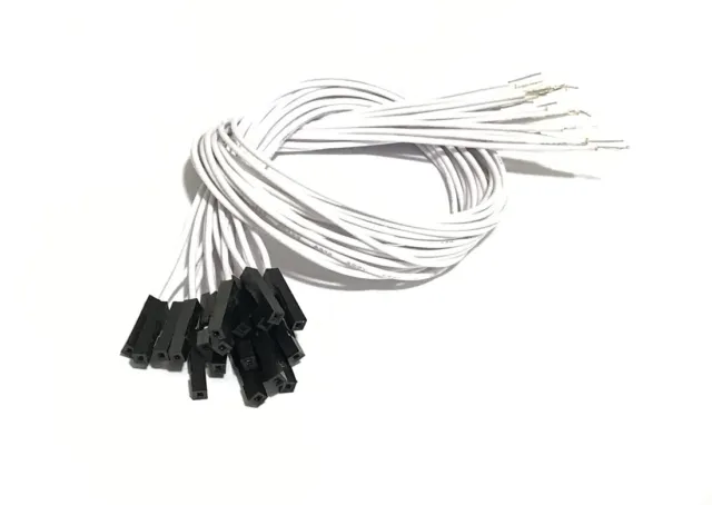 20pcs 2.54mm Dupont 1-Pin female crimped Jumper 30cm white end solder bare wire