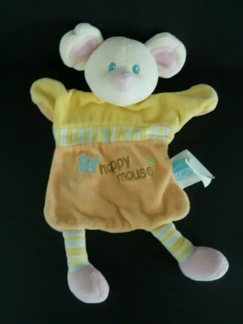 M. DOUDOU PLAT PETIT KIMBALOO SOURIS Happy Mouse JAUNE ORANGE BLEU ROSE RAYE TBE