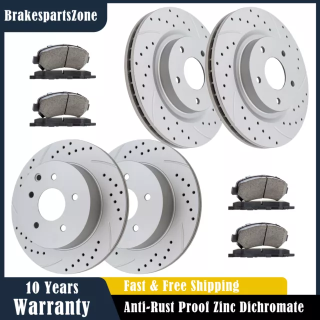 Front Rear Brake Rotors Pads fit for Nissan Maxima 2009-2014 2016-2019 Drilled
