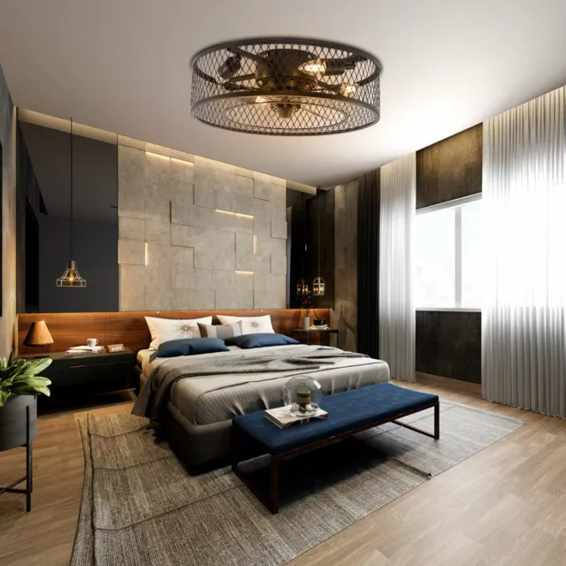 Industrial Ceiling Fan with Lights for Bedroom Living Room Home Decoration USA