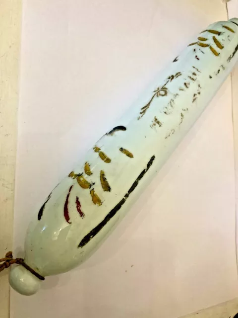 Antique LARGE 16"  VICTORIAN NAILSEA HAND BLOWN Opaline GLASS ROLLING PIN