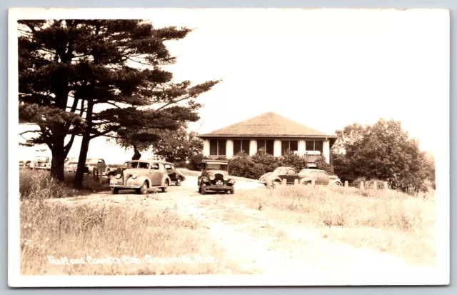 Greenville Michigan~Golf & Country Club~NICE 1930s-1940s Cars in High Grass RPPC