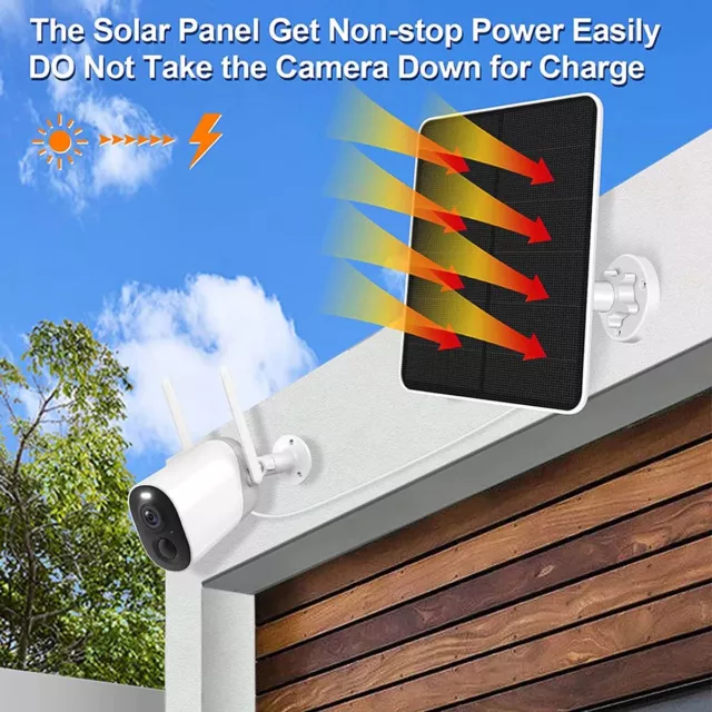 20W Solar Panel Charger for Outdoor Security Battery Camera CCTV Micro USB USB-C 2