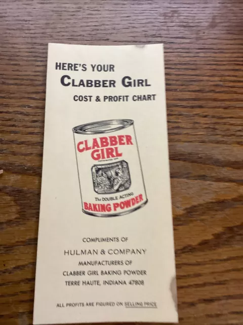 *Vintage CLABBER GIRL BAKING POWDER Cost & Profit Chart