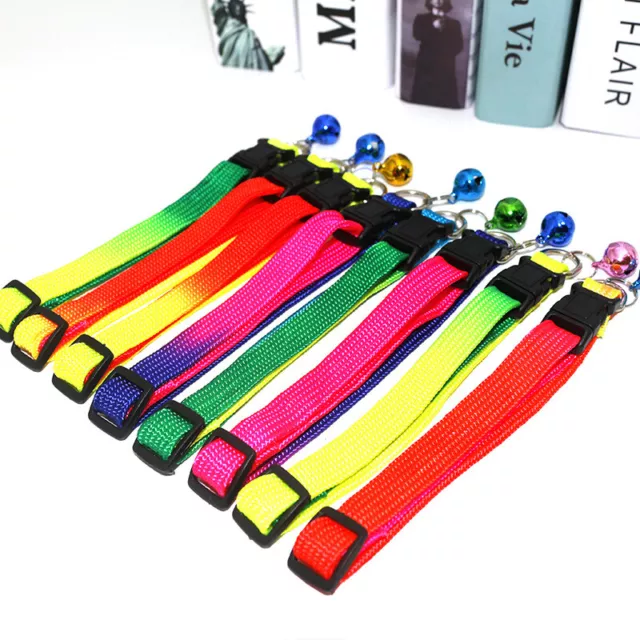 Pet Colorful Collar with Bell Dog Cat Raibow Color Nylon Collar Pet Gift