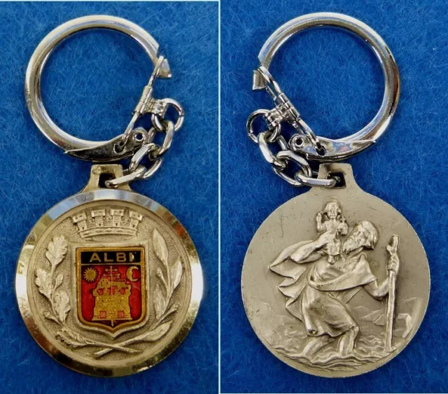 Porte-clés, Key ring - Blason de ALBI (81) / Saint-Christophe - Métal émaillé -