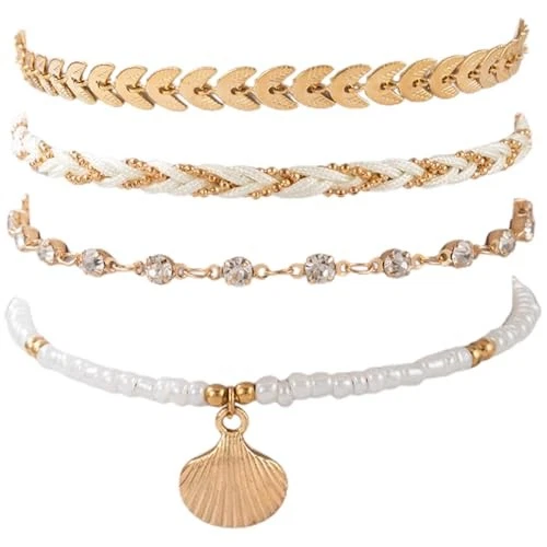 Chaîne De Cheville Bohème En Coquillages Cauris Véritables – Beige – Réglable