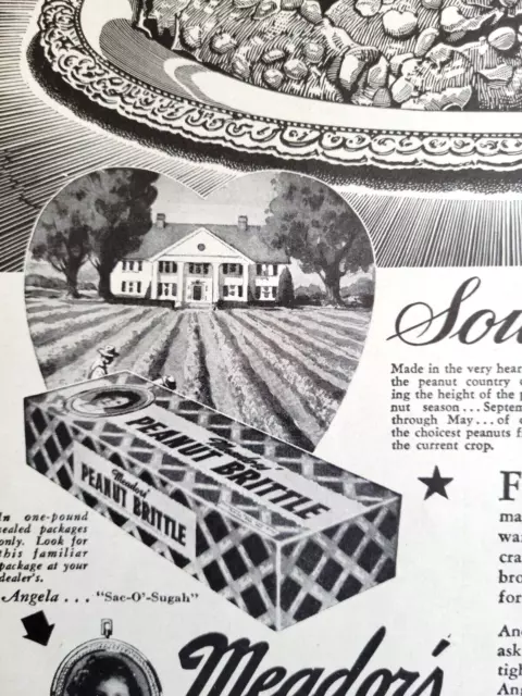 1946 Meador's Peanut Brittle Greenville S.C. Original Vintage Print Ad PA7