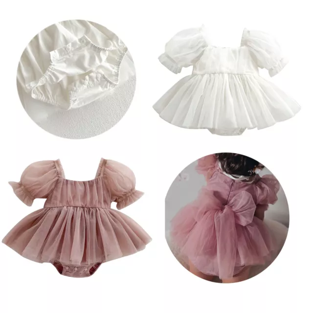 Baby Girls Bodysuit Ball Romper Dress Spring Tulle Party Costume Infant Newborn