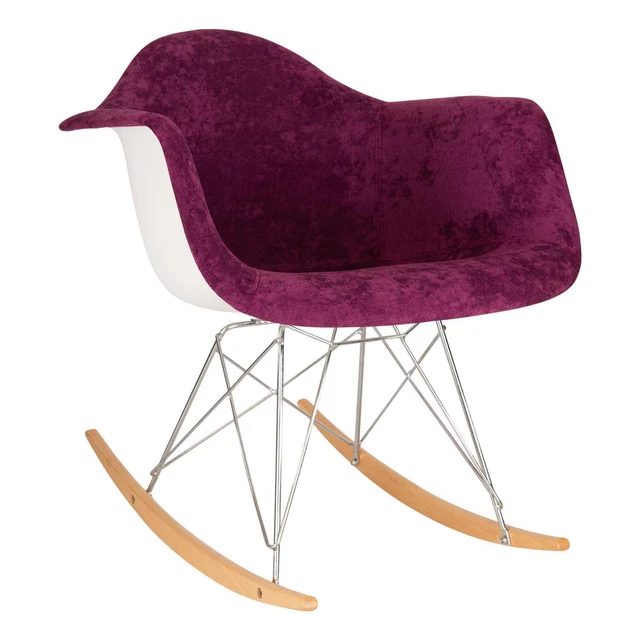 Leisuremod Wilson Velvet Eiffel Base Rocking Chair With Purple Finish WR25VPR