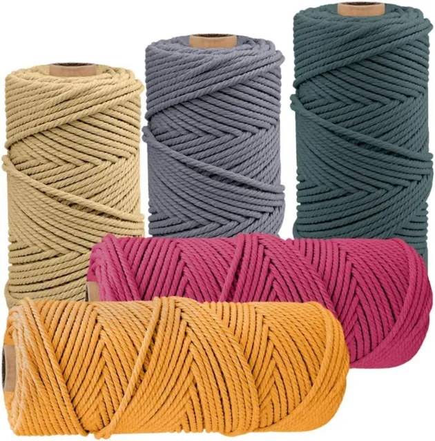 3mm 100M Natural Cotton Twisted Cord Craft Macrame Artisan Rope Craft String UK