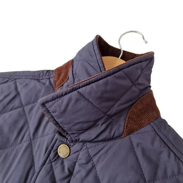 Polo Ralph Lauren Quilted Jacket Womens UK 10-12 Navy Blue Corduroy Trim