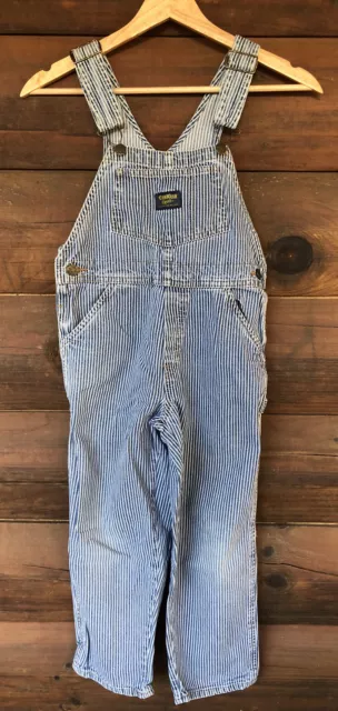 Oshkosh B’Gosh Overalls Vestbak Railroad Stripe Youth Size 7