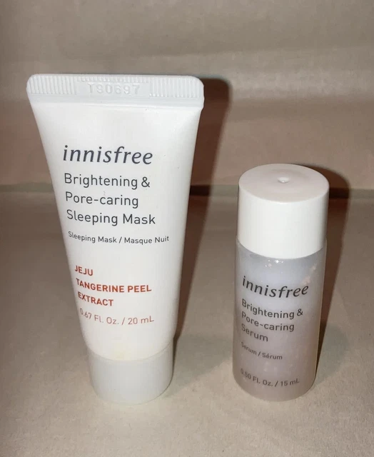 Innisfree Brightening & Pore-Caring Kit Serum &  Sleep Mask New No Box.