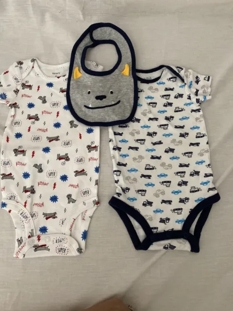Lot Of 3 Child Of Mine Carters Infant Boys One Piece Outfit 6-12 Months