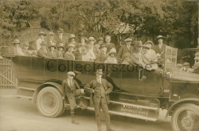 Somerset Cheddar Gorge Goughs Caves Charabanc Real Photo 1920's unposted