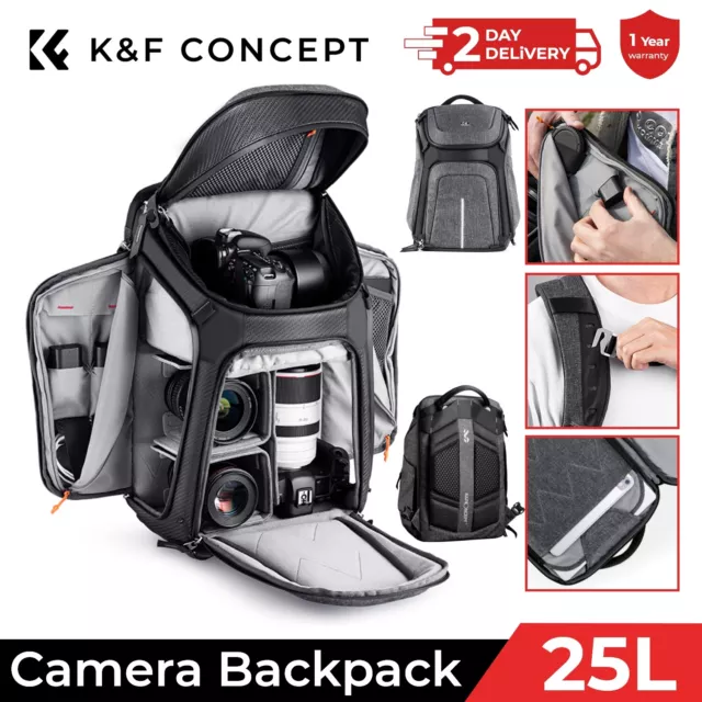 K&F Concept Camera Backpack Rucksack DSLR/SLR Large-Capacity Bag Waterproof UK