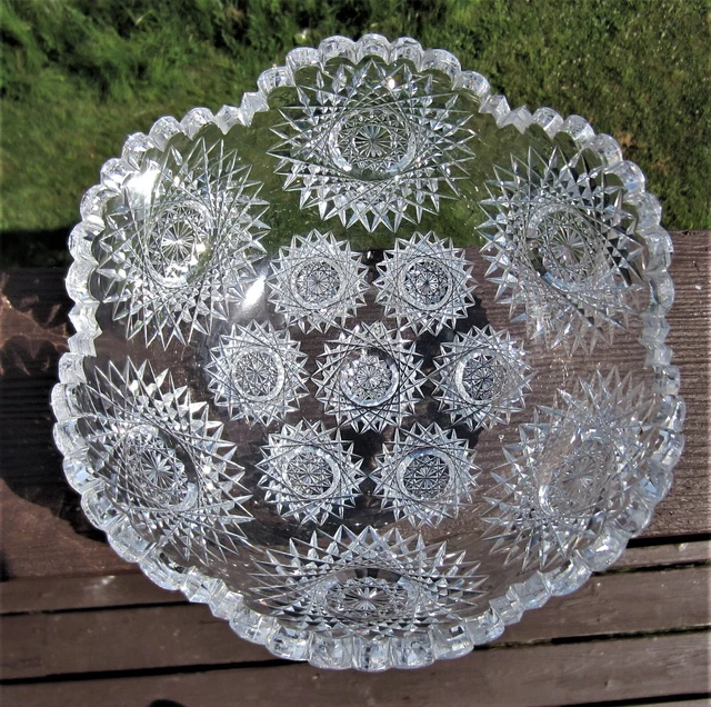 Unique Star Cut Bowl American Brilliant Cut Glass ABP