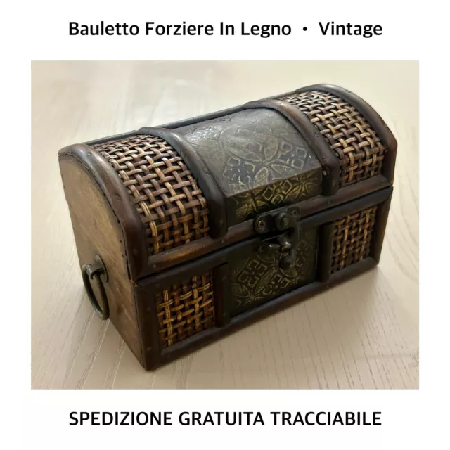 BAULETTO PORTAGIOIE COFANETTO SCRIGNO SCATOLA In Legno Vintage Antico Fine ‘900