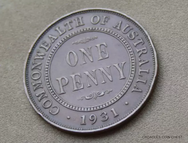 1931 Penny Lower Mintage Predecimal Scarcer Coin 6 Pearls  #Fmo7