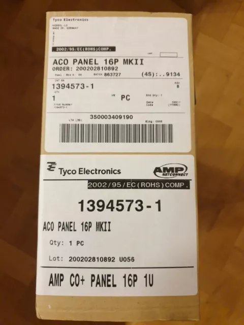 Rangierfeld Patchpanel Modulträger 19Zoll ACO Plus 16Port AMP Tyco 1394573-1