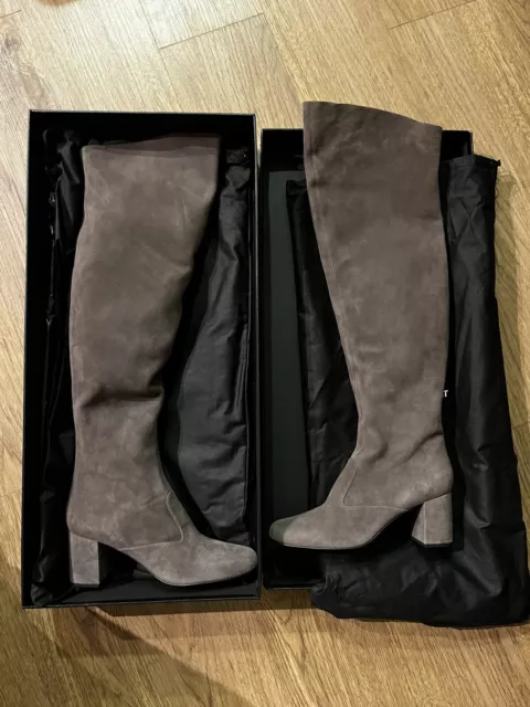 YSL!  Saint Laurent Suede Over The Knee Boots W/Box & Dust Bags! SZ 41 Brand New