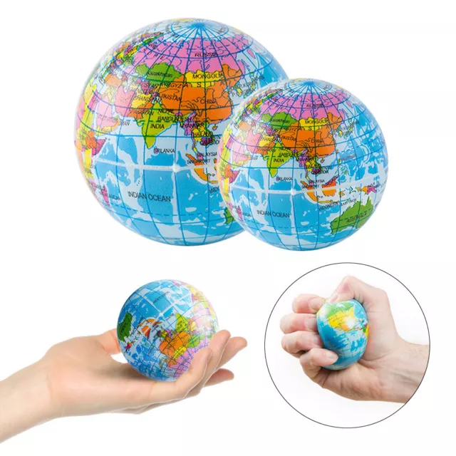 2PCS Soft Foam Ball Earth Globe World Map Planet Toy Anti Stress Relax Kid Play