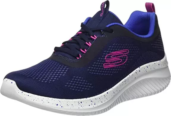 Skechers New Horizon Navy/Hot Pink Pull On Breathable Mesh Low Top Sneakers