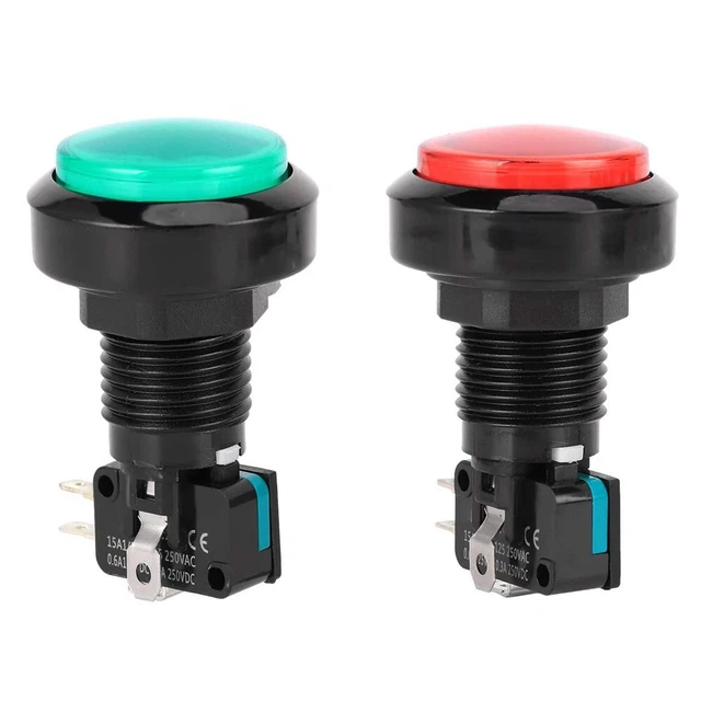 Bouton Arcade LED 12V EG STARTS Bouton Arcade 4 Pouces 100mm LED Lumineux 12V Avec Micro Switch - Rouge