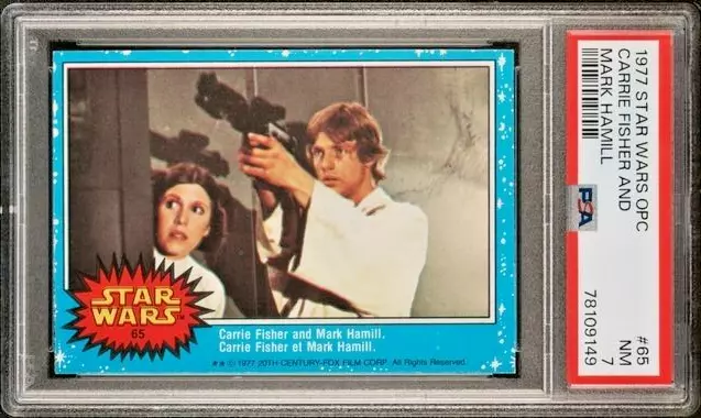 1977 O-Pee-Chee OPC Star Wars Carrie Fisher and Mark Hamill PSA 7 #65 LOW POP